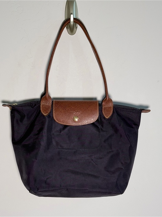 Longchamp Handbags - Longchamp Le Pliage Bilberry Tote with Brown Leather Trim Small